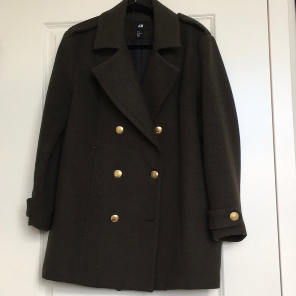 H&M dark green winter coat